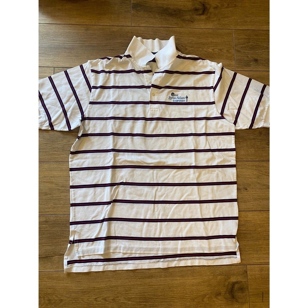 polo golf shirt striped breathable polo Byron Nelson Sz XLarge Red White Black